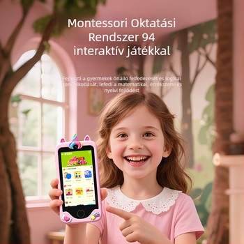 Oktató gyerekeknek szánt kamera, 4 hüvelykes Android, mini digitális fényképezőgép rajzfilm motívummal