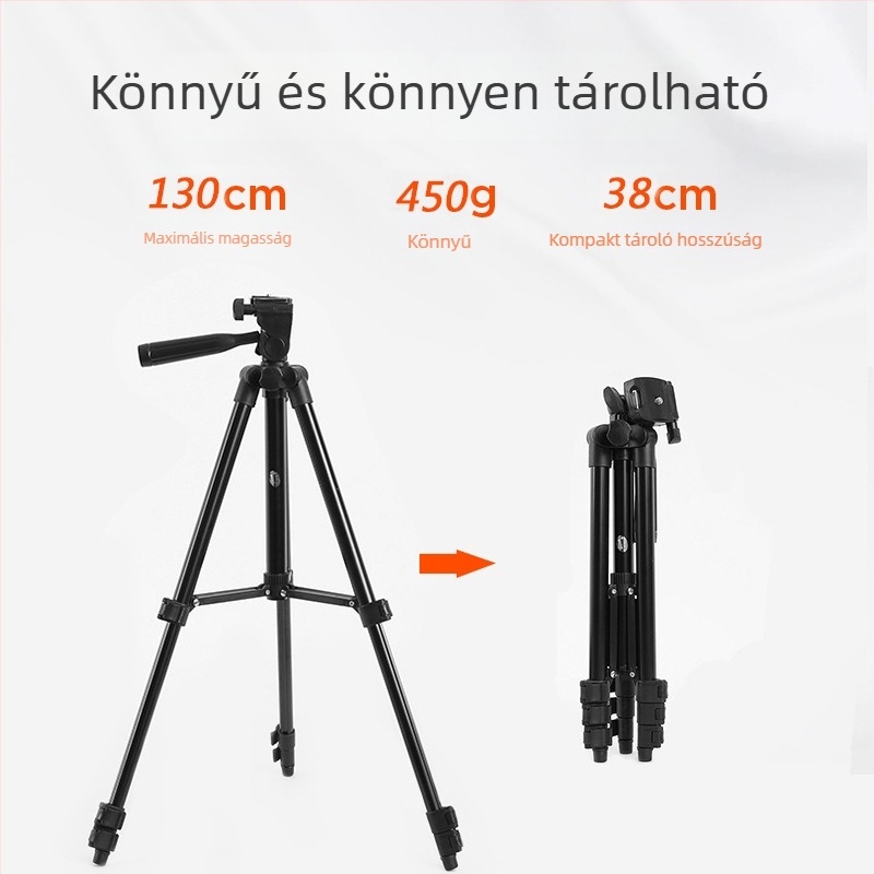 3110 Alumínium ötvözetű multifunkcionális állvány 3D PTZ-vel mobiltelefonhoz, digitális fényképezőgéphez és projektorhoz - 4 részes, teherbírás 3 kg