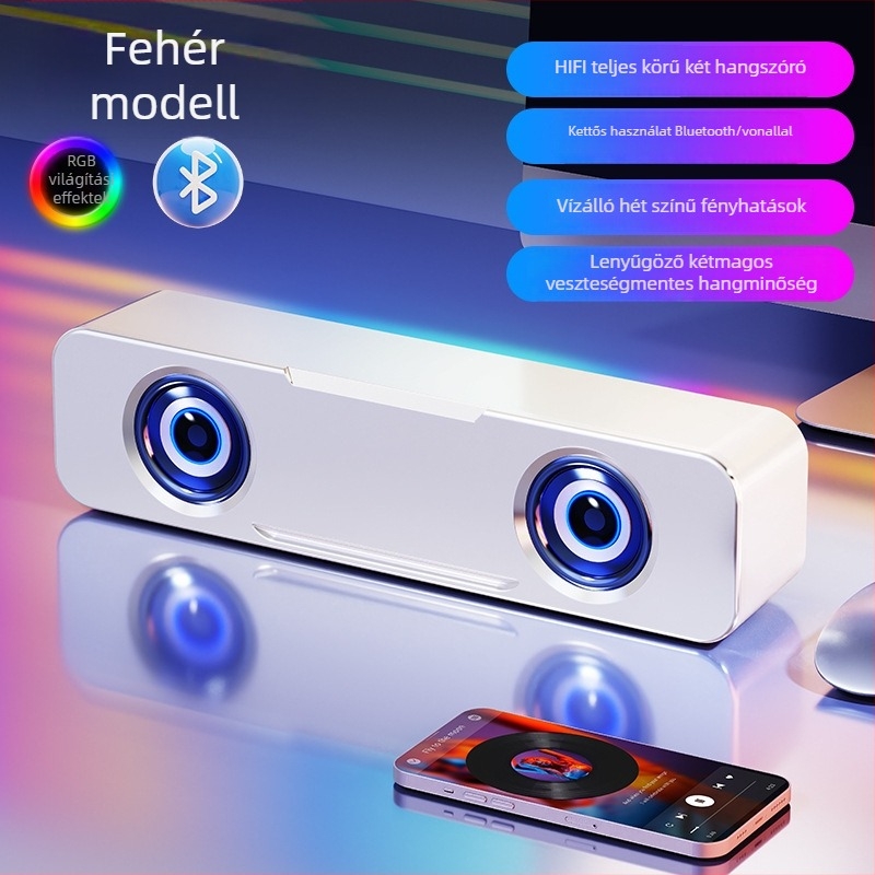 BM-01 Mini Bluetooth asztali hangszóró – 3W kimenet, sztereó, 40Hz-20kHz, USB/3,5 mm bemenet