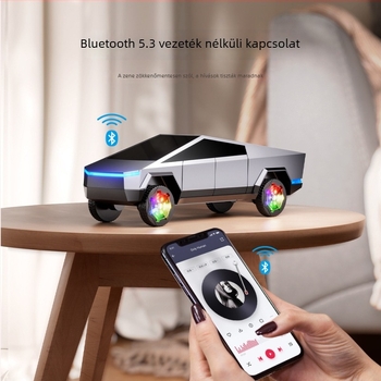 Új autómodell Bluetooth hangszóró szubwooferrel, vezeték nélküli töltéssel, cyber dísz, mini hordozható hangszóró