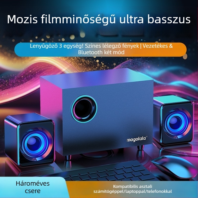 Aktív mélysugárzó asztali számítógép hangfalaival 2.1 Bluetooth USB audió
