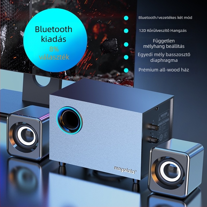 Aktív mélysugárzó asztali számítógép hangfalaival 2.1 Bluetooth USB audió