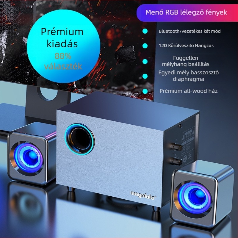 Aktív mélysugárzó asztali számítógép hangfalaival 2.1 Bluetooth USB audió