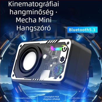 Mechanikus stílusú vezeték nélküli Bluetooth hangszóró, beépített akkumulátor, 5W, frekvenciatartomány 100Hz-20kHz, 15 m hatótávolság