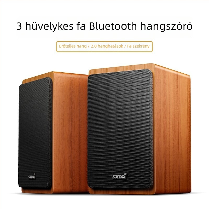 SADA V-121 asztali számítógép hangszóró, USB tápegység, USB interfész, 3,5 mm-es audio jack, Bluetooth 5.0, fa burkolat, két hangszóró