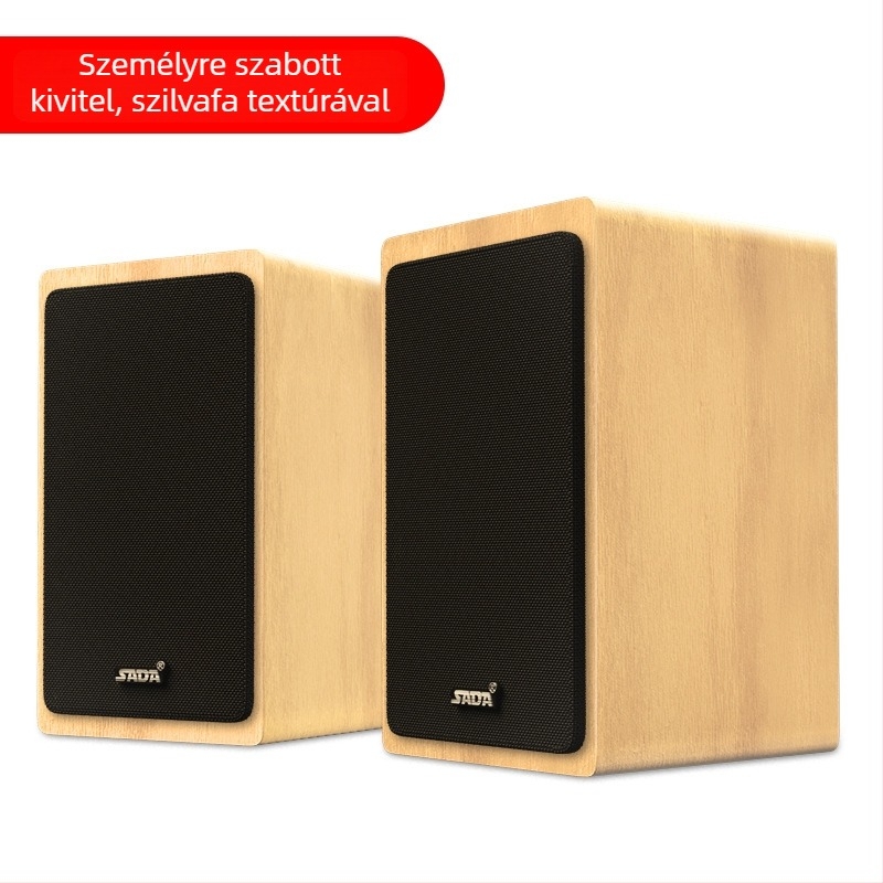 SADA V-121 asztali számítógép hangszóró, USB tápegység, USB interfész, 3,5 mm-es audio jack, Bluetooth 5.0, fa burkolat, két hangszóró