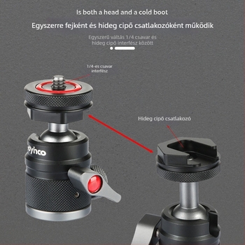 Poyinco PY-087 Tripod/PTZ alumínium ötvözet tartó SLR-kamera és mobiltelefon számára, teherbírás 2 kg