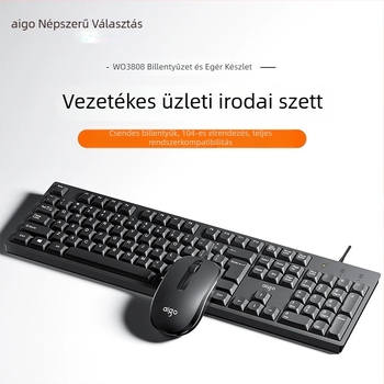 Vezetékes USB billentyűzet és egér készlet, 104 billentyű, műanyag test, 12 hónapos garancia