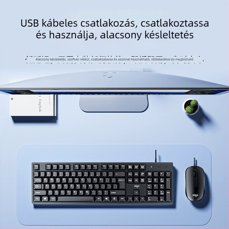 Vezetékes USB billentyűzet és egér készlet, 104 billentyű, műanyag test, 12 hónapos garancia