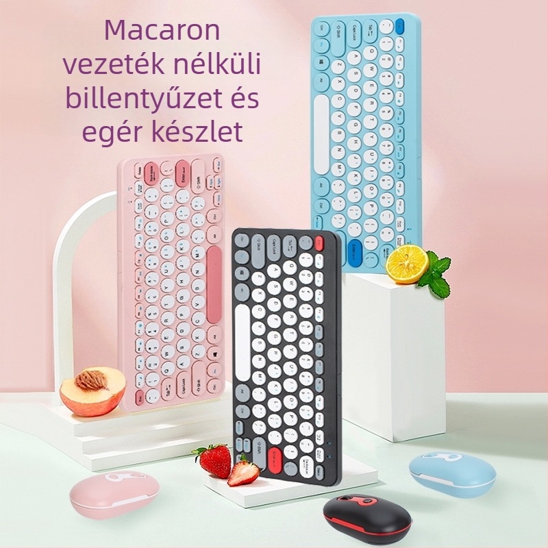 HK-09 Vezeték nélküli billentyűzet és egér készlet, 78 gombos mini kompakt, USB billentyűzet és USB egér, 1600dpi