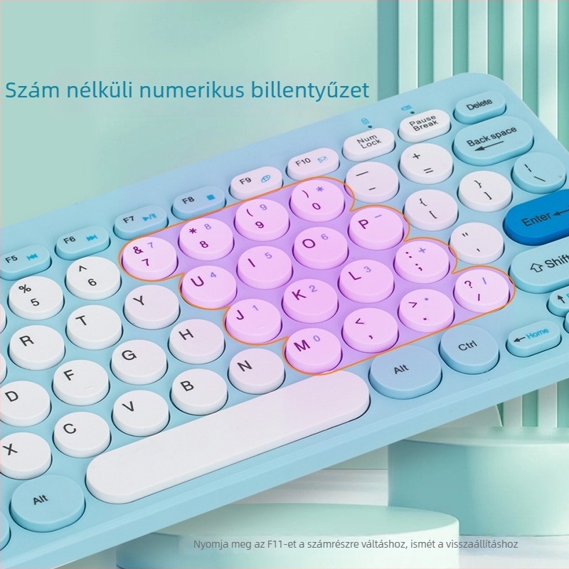 HK-09 Vezeték nélküli billentyűzet és egér készlet, 78 gombos mini kompakt, USB billentyűzet és USB egér, 1600dpi