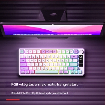 Játék billentyűzet, vezeték nélküli három üzemmóddal (2.4G/Bluetooth), legfeljebb 87 gomb, szilikon anyag, csuklótámasz, kevert háttérvilágítás