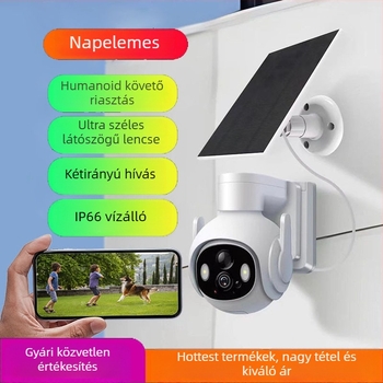 Napenergiás kültéri otthoni megfigyelő kamera Wi-Fi-vel, HD éjjellátás, minimális megvilágítás 0,002 lx, SNR > 44 dB, szenzor mérete 1/2.7, 5V táp, -5…55°C működés