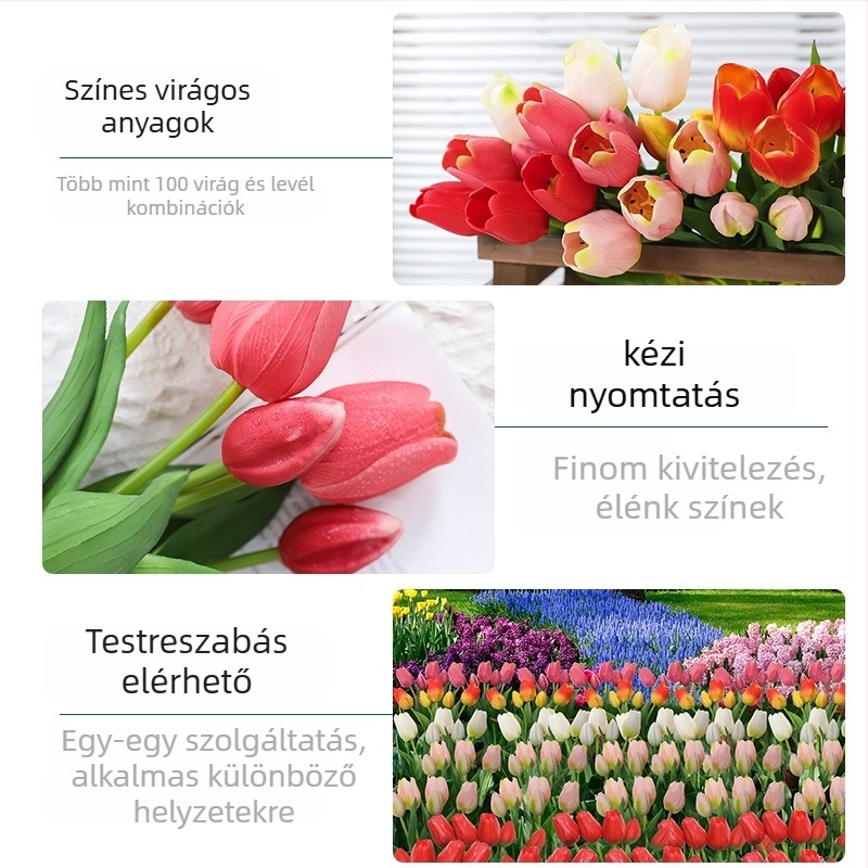 Művirág tulipán csokor, műanyag és drót, kézzel festett és kézzel készített