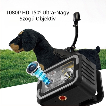 Háziállat hámjára szerelhető akciókamera - Vízálló, 1,47 hüvelykes kijelző, 2 MP felbontás, Wi-Fi, videó- és fénykép rögzítés