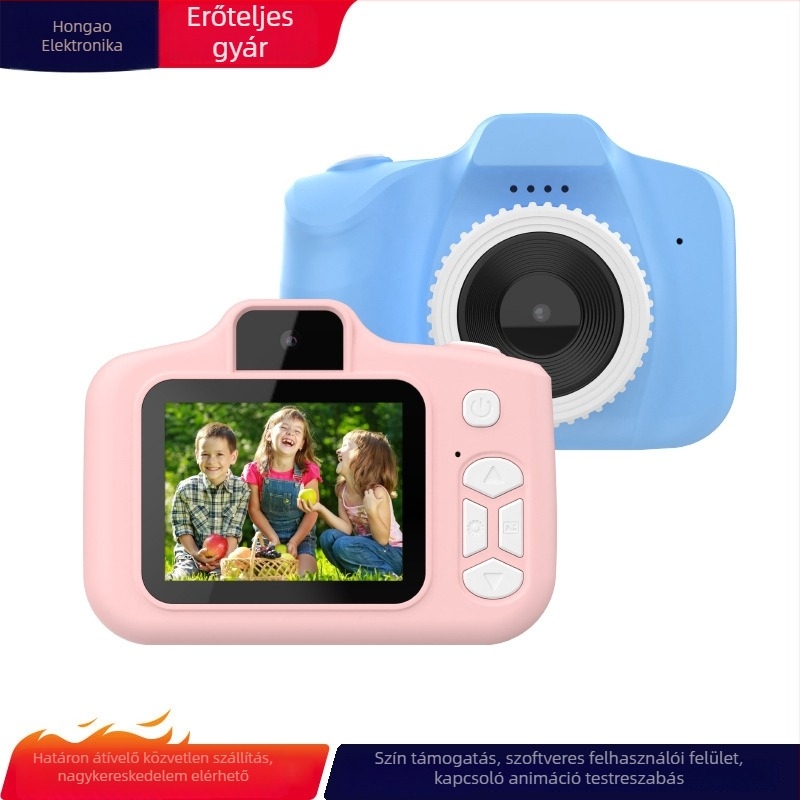 T2 sor mini digitális kamera kettős előlapi és hátlapi kamerával, gyerekeknek, 12–20 MP, 2,0 hüvelykes LCD, TF-kártya, ABS ház