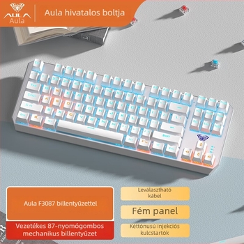 Vezetékes mechanikus billentyűzet, 87 billentyű, USB interfész, RGB háttérvilágítás, asztali számítógépekhez