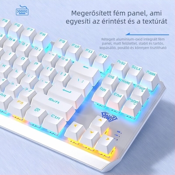 Vezetékes mechanikus billentyűzet, 87 billentyű, USB interfész, RGB háttérvilágítás, asztali számítógépekhez