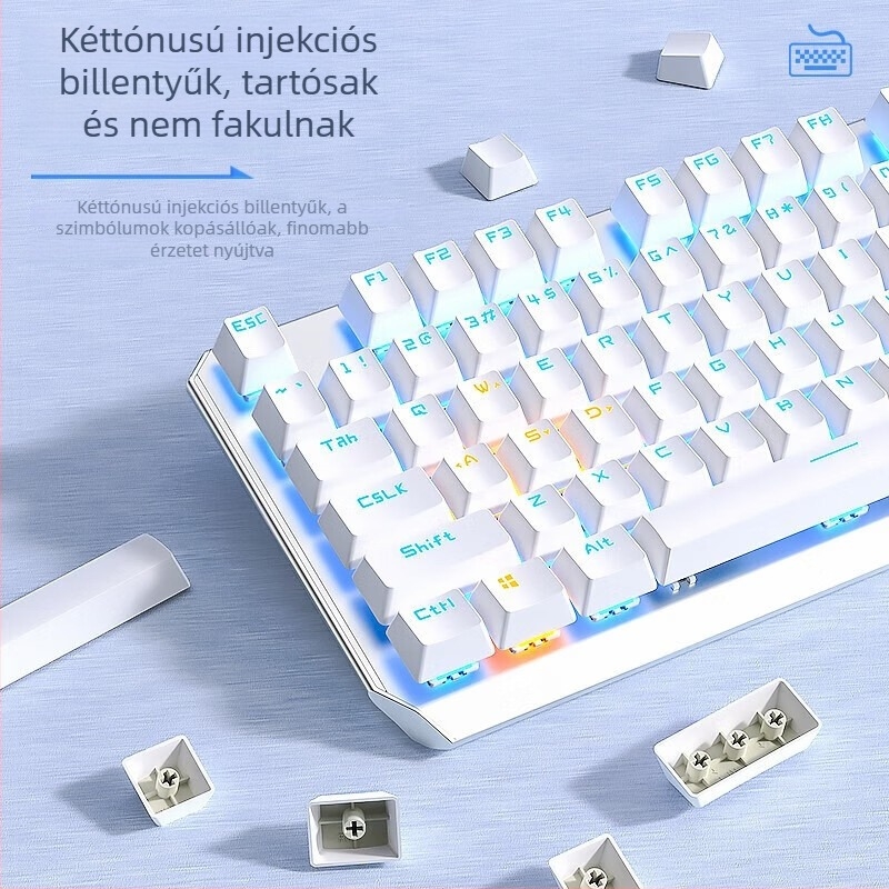 Vezetékes mechanikus billentyűzet, 87 billentyű, USB interfész, RGB háttérvilágítás, asztali számítógépekhez