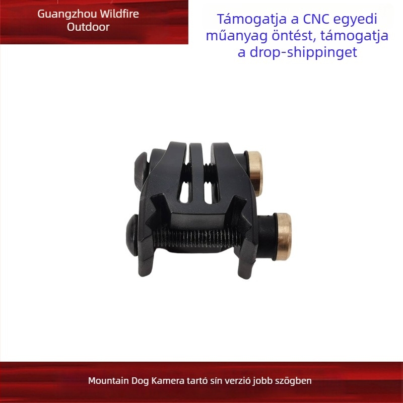 Műanyagból készült, jobb-szögű sínhez illeszkedő GoPro 6–10-kompatibilis tartó