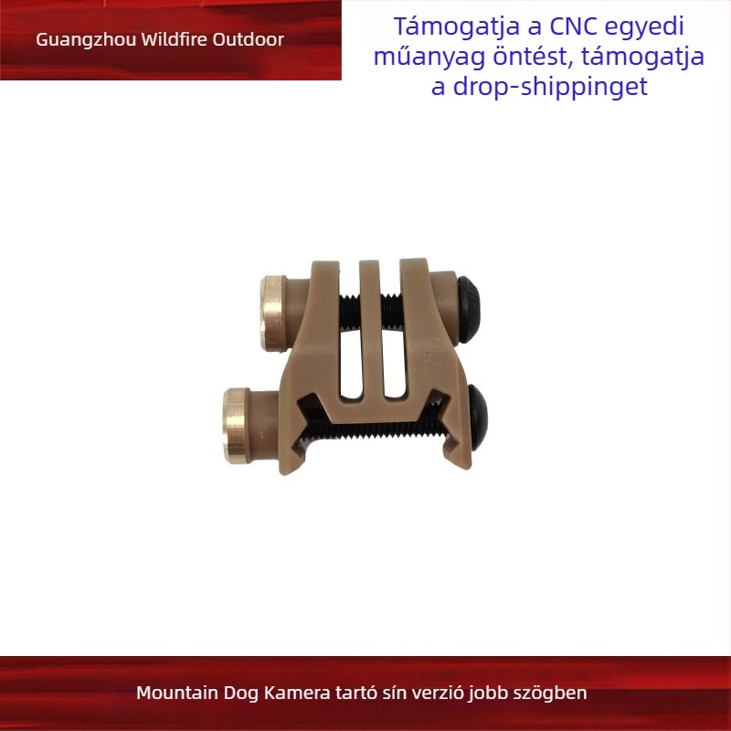 Műanyagból készült, jobb-szögű sínhez illeszkedő GoPro 6–10-kompatibilis tartó