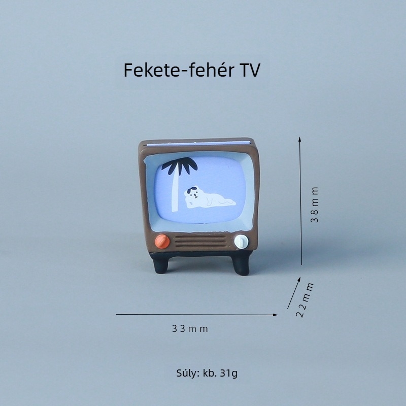 Japán-stílusú zakka – macska TV, mini jelenet kellék, gyanta