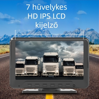 Gépjármű tolató kijelző — 7 hüvelykes IPS kijelző, 1024x600 felbontás, AHD bemenet, HR71 modell, műszerfal-asztali monitor