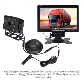 7 hüvelykes autóhátsó kamera kijelző és navigációs képernyő, HD 1080p, univerzális nagy- és kis járművekhez