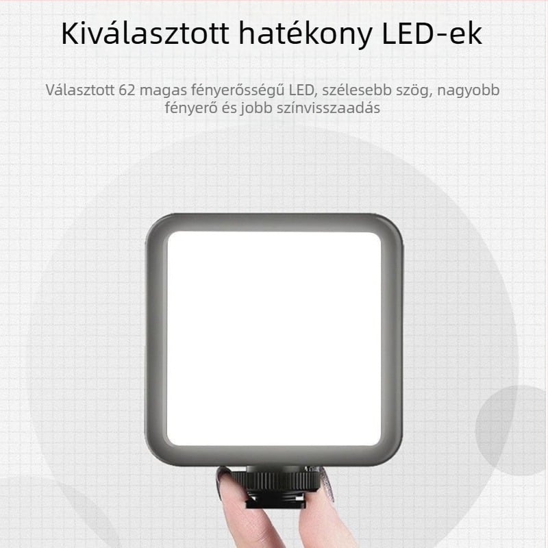 LED töltőfény kamera és telefon számára – hordozható, kézi használat, élő közvetítéshez és fényképezéshez, három színhőmérséklet, 10W, 3.7V