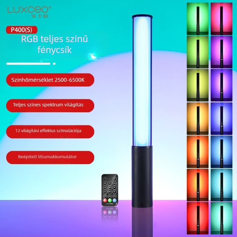 LUXCEO RGB LED világítás bot P400 kézi, hordozható fényforrás fotózáshoz, élő közvetítéshez és vlogoláshoz, 10W, 5V