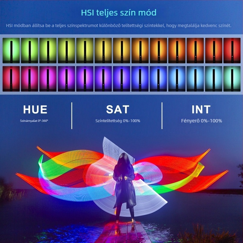 LUXCEO RGB LED világítás bot P400 kézi, hordozható fényforrás fotózáshoz, élő közvetítéshez és vlogoláshoz, 10W, 5V