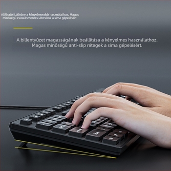 Kábelezett USB billentyűzet és egér készlet, 1200dpi, USB interfész, 1,4 m kábel