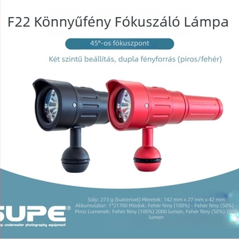 SCUBALAMP F22 Alumínium ötvözetes búvár világítás — Könnyű fókuszáló fény, 45° fókusz fotózáshoz, SUPE márka, Feldolgozás testreszabása, Licencelhető magáncímke