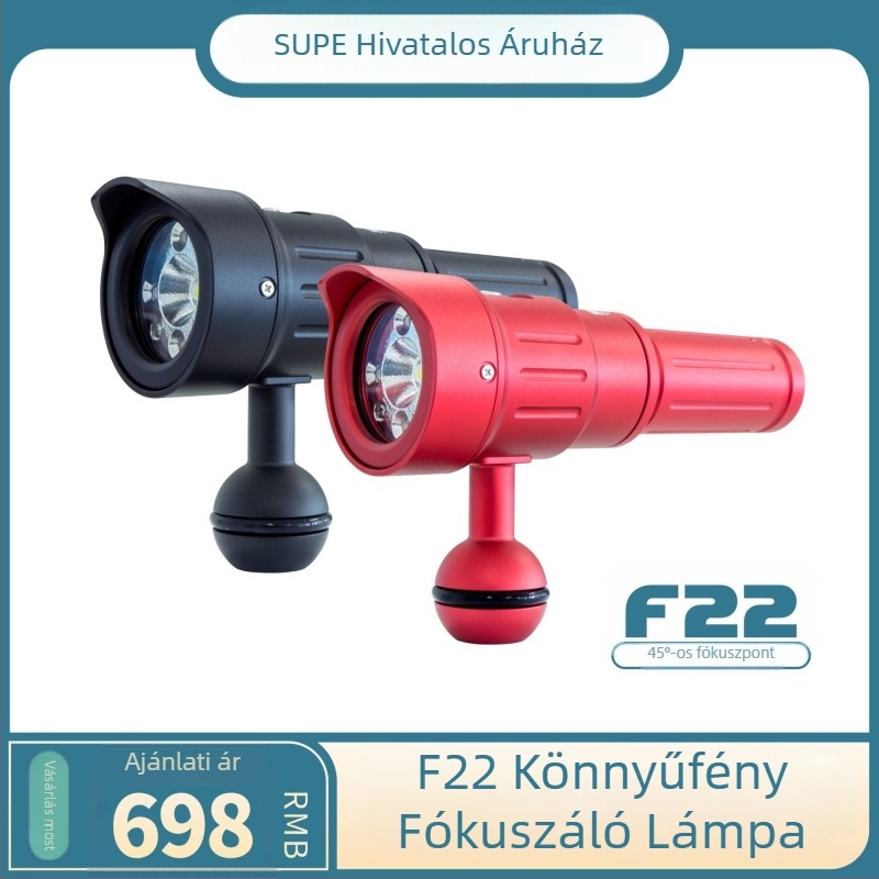 SCUBALAMP F22 Alumínium ötvözetes búvár világítás — Könnyű fókuszáló fény, 45° fókusz fotózáshoz, SUPE márka, Feldolgozás testreszabása, Licencelhető magáncímke