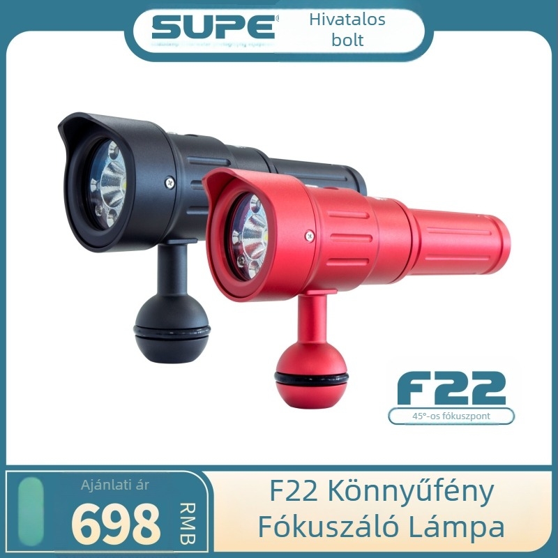 SCUBALAMP F22 Alumínium ötvözetes búvár világítás — Könnyű fókuszáló fény, 45° fókusz fotózáshoz, SUPE márka, Feldolgozás testreszabása, Licencelhető magáncímke