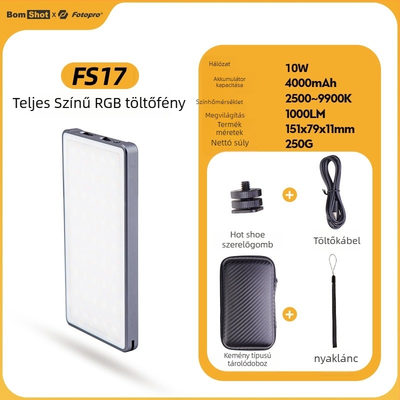 Mini kitöltőfény - Hordozható fotófény, kézi használat, 10W, többszintű beállítás