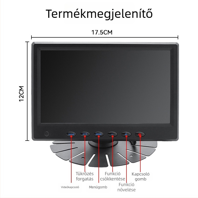 Kettős csatornás tolató dash cam előre-hátul felvétellel és kijelzővel, 1080p, 12-24V