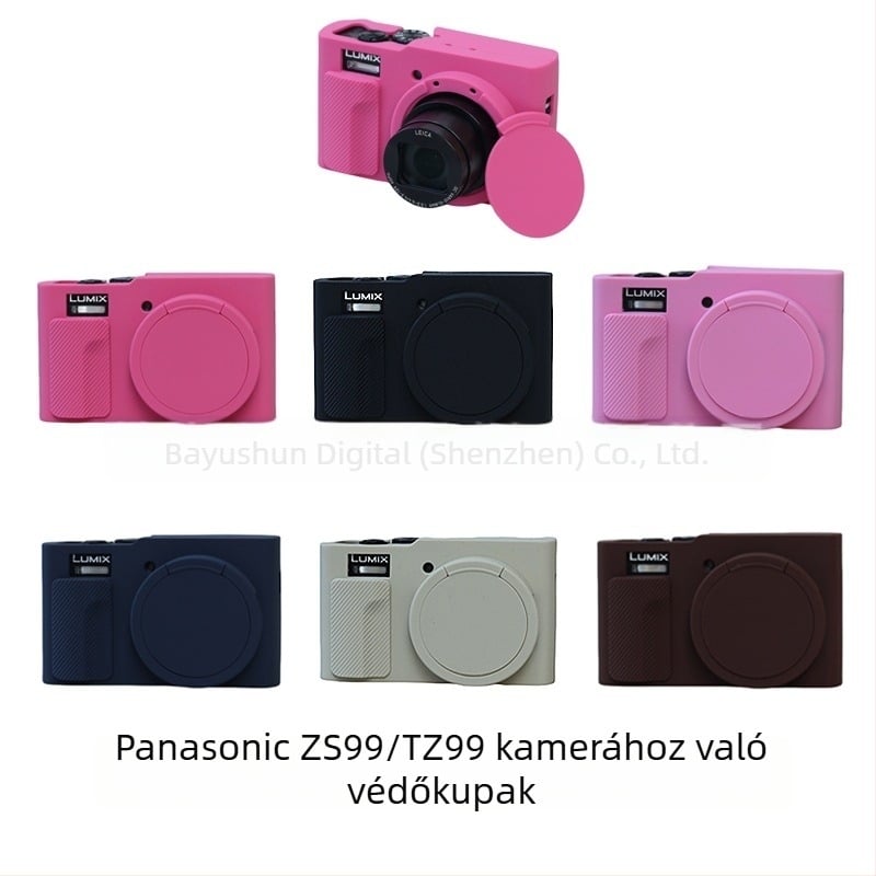 Panasonic ZS99/TZ99 kamerához készült szilikon védőburkolat — puha szilikon, kompatibilis ZS99 és TZ99, tömege 60 g, 2025-ben piacra került.