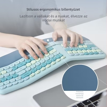 mofii Ergonomikus bőr csuklótartóval – vezeték nélküli billentyűzet és egér készlet, 1600 DPI optikai érzékelő, USB billentyűzet és USB egér, notebook-kompatibilis