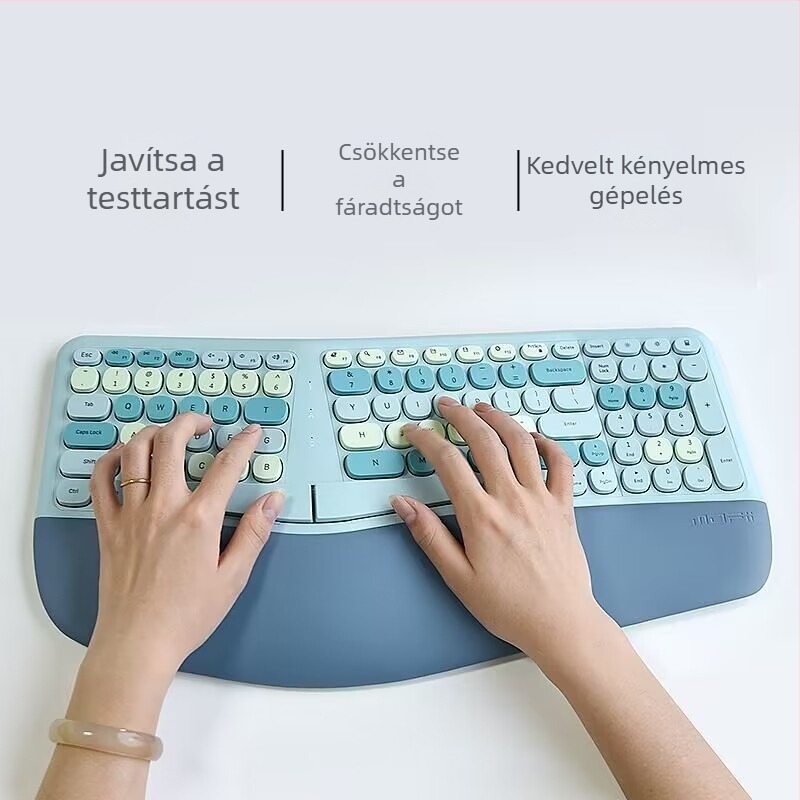 mofii Ergonomikus bőr csuklótartóval – vezeték nélküli billentyűzet és egér készlet, 1600 DPI optikai érzékelő, USB billentyűzet és USB egér, notebook-kompatibilis