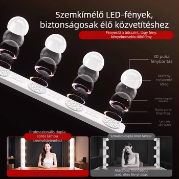 Asztali LED élő közvetítés világítás - sminkvilágítás négysor panellel, 24W, 110V, három színhőmérséklet