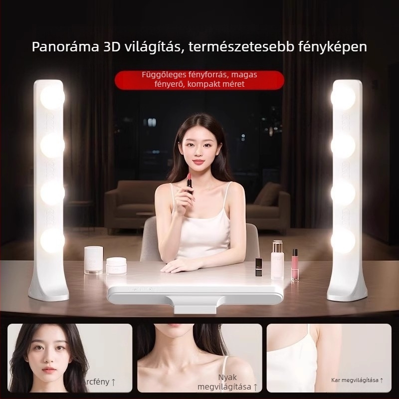 Asztali LED élő közvetítés világítás - sminkvilágítás négysor panellel, 24W, 110V, három színhőmérséklet