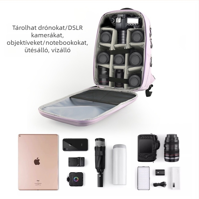 Poliészterből készült fényképezőgép hátizsák, EVA bélés, lélegző és vízálló, DSLR és mirrorless kamerákhoz