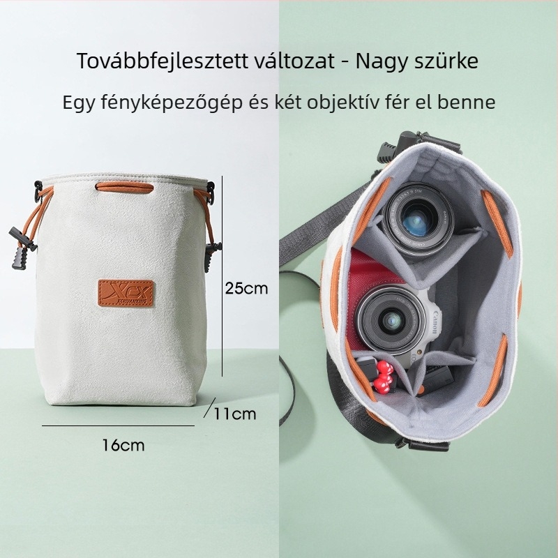 Canon R50, Nikon Z30, Fuji X-T50 és Sony ZV-E10 fényképezőgép tároló táska belső rekesszel