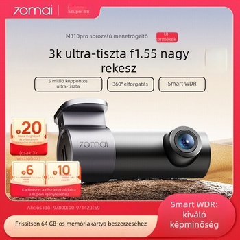 70Mai autós kamera M310 Pro 3K HD éjjellátású parkolásfigyelő vezeték nélküli modell 2025