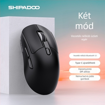 A7 két-módú vezeték nélküli gamer egér, 4800 DPI, 6 gomb, USB, 2.4G + Bluetooth, 10 m hatótáv, újratölthető Akkumulátor