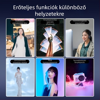 Kézben tartható RGB LED világítás élő közvetítéshez és videózáshoz, világítás fotózáshoz, modell B-40RGB, 40W, 2700–7500K, 20V 3.25A