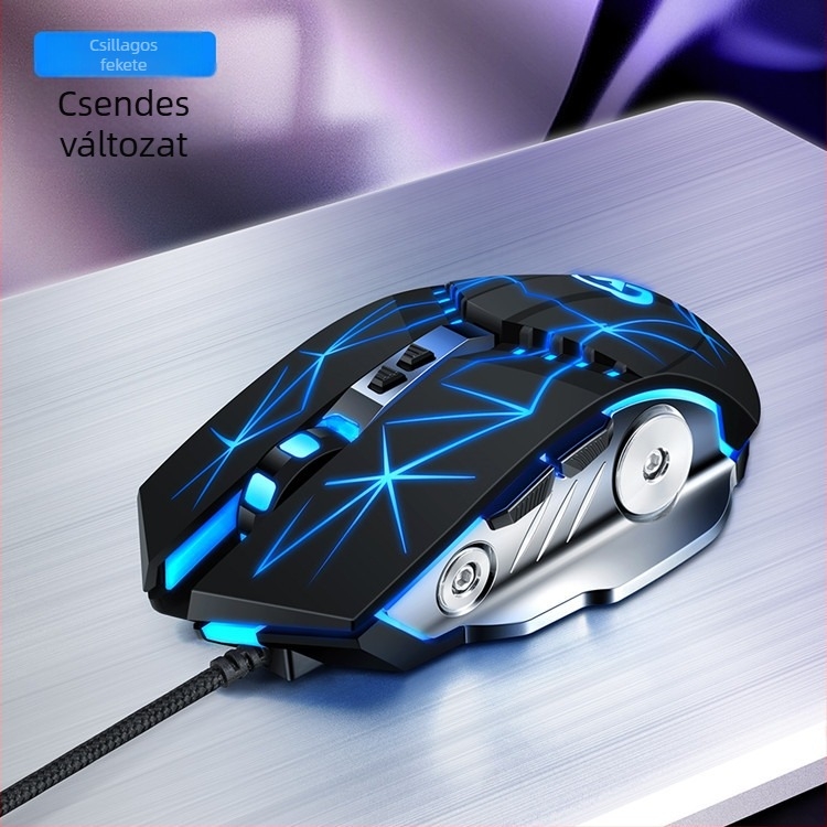 GM20 vezetékes optikai játék egér, 6 gomb, 1600 DPI, USB, 6 szintű DPI-szabályozás