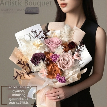 Megőrzött rózsa csokor ajándékdobozban - szárított, örökkévaló rózsák, rózsafajta, születésnapra, pároknak