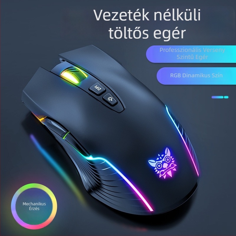 ONIKUMA vezeték nélküli optikai játékegér, 7 gombos, 2.4G kapcsolat, USB töltés, RGB világítás, PC-kompatibilis